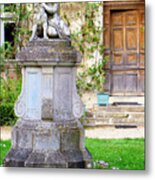 Little Angel With A Dog In The Montresor Garden In The Loire Valley Fr Metal Print