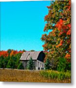 Old Barn In Fall Color Metal Print