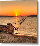 Sunset In Alikes Of Milos - Greece Metal Print