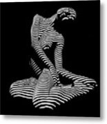 0111-dja Languid Seated Zebra Woman Black White Striped Abstract Photograph Metal Print