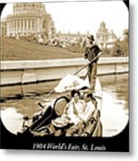 1904 Worlds Fair, Sighteeing Boat, Oarsman And Couple #2 Metal Print