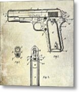 1911 Colt 45 Firearm Patent Metal Print