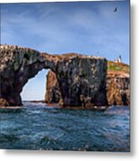 Arch Rock And Lighthouse #1 Metal Print
