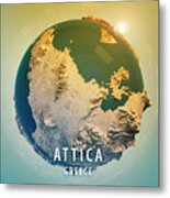 Attica Greece 3d Little Planet 360-degree Sphere Panorama #1 Metal Print
