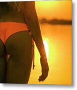Beaufitul Body Of A Girl's In Bikini With Summer Lake #1 Metal Print