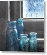 Bromo Seltzer Vintage Glass Bottles Metal Print