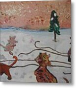 Cat Sled Team Left #1 Metal Print