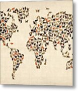Cats Map Of The World Map Metal Print