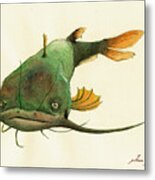 Channel Catfish Fish Animal Watercolor Painting #1 Metal Print