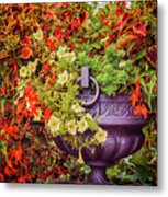 Decorative Flower Vase In Garden #1 Metal Print