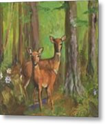 Deer Friends Metal Print