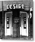 Desire Corner Bourbon Street French Quarter New Orleans Black And White Fresco Digital Art #2 Metal Print
