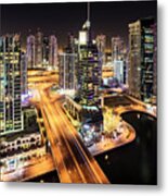 Dubai Marina At Night #1 Metal Print