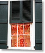 Famous New Orleans Po Boys Red Neon Window Sign Metal Print
