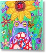 Frogs And Flowers #1 Metal Print