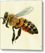 Honey Bee Watercolor Painting #1 Metal Print