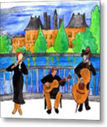 Jazz Trio On Pont Ile Saint Louis Metal Print