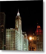 Looking North On Michigan Avenue At Wrigley Building Metal Print
