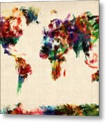 Map Of The World Map Abstract Painting #1 Metal Print