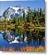Mount Shuksan Reflected In Picture Lake In Fall Metal Print