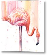 Pink Flamingo - Facing Right #2 Metal Print