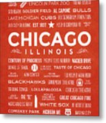Places Of Chicago On Orange Chalkboard Metal Print