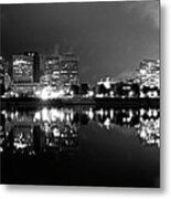 Portland Skyline Black And White #1 Metal Print