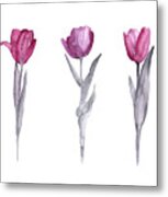 Purple Tulips Watercolor Painting Metal Print