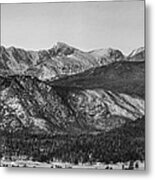 Rocky Mountain National Park Panorama Black White Metal Print