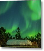 Sapmi Hut Under The Northern Lights Karasjok Norway #1 Metal Print