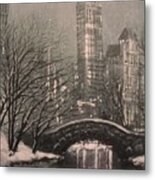 Snow In Central Park Metal Print