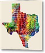 Texas Watercolor Map #1 Metal Print