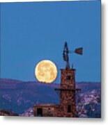 Windmill At Moonset #1 Metal Print