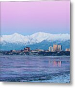 Winter Sunset Over Anchorage, Alaska #1 Metal Print