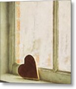 Wooden Heart On A Window Sill #1 Metal Print