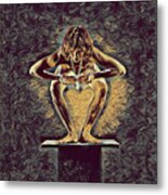 1083s-zac Dancer Squatting On Pedestal With Amulet Nudes In The Style Of Antonio Bravo Metal Print