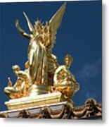 Golden Statues On Paris Opera House Metal Print