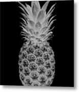 14b Artistic Glowing Pineapple Digital Art Greyscale Metal Print