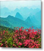 Blossoming Azalea And Mountain Scenery #17 Metal Print