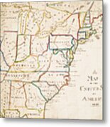1830 Map Of The United States Color Metal Print