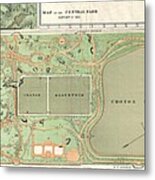 1870 Vaux And Olmstead Map Of Central Park New York City Metal Print