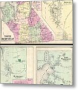 1873 Beers Map Of North Hempstead Great Neck And Roslyn Long Island New York Metal Print
