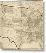 1876 Map Of The United States Sepia Metal Print