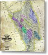 1876 Napa Valley Map Metal Print