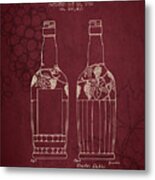 1937 Wine Bottle Patent - Red Wine Metal Print