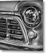 1955 Chevy Pick Up Truck Front Quarter Panel In Black And White Metal Print