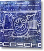 1962 Porsche Engine Patent Blue Metal Print
