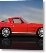 1964 C2 Chevrolet Corvette  -  1964corvettefastbackrflct184368 Metal Print