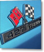 1965 Blue Corvette 427 Turbo Jet Emblem Metal Print