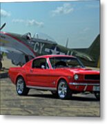 1965 Mustang Fastback And P51 Mustang Metal Print